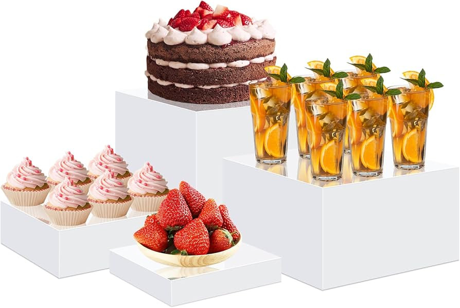 4pcs Buffet Risers, Food Display Stands for Buffet Table, Acrylic Display Risers Shelf for Desser... | Amazon (US)