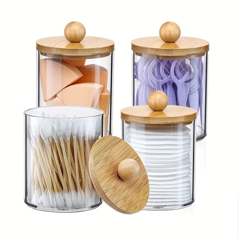 Acrylic Qtip Jar Holder Canister For Ball Swab Round Pads Clear Vanity Makeup Organizer For Bathr... | Temu Affiliate Program