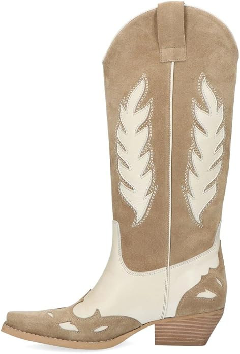 Sacha Beigefarbene Leder-Cowboystiefel mit Offwhite Details | Amazon (DE)