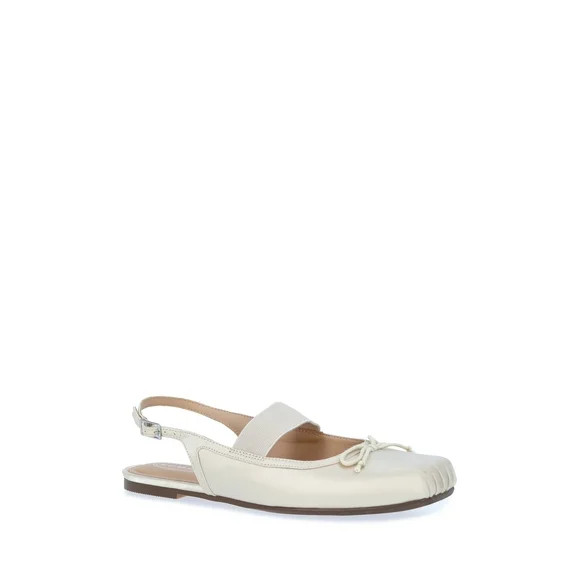 Scoop Women's Satin Slingback Mary Jane Pleated Toe Ballet Flats | Walmart (US)