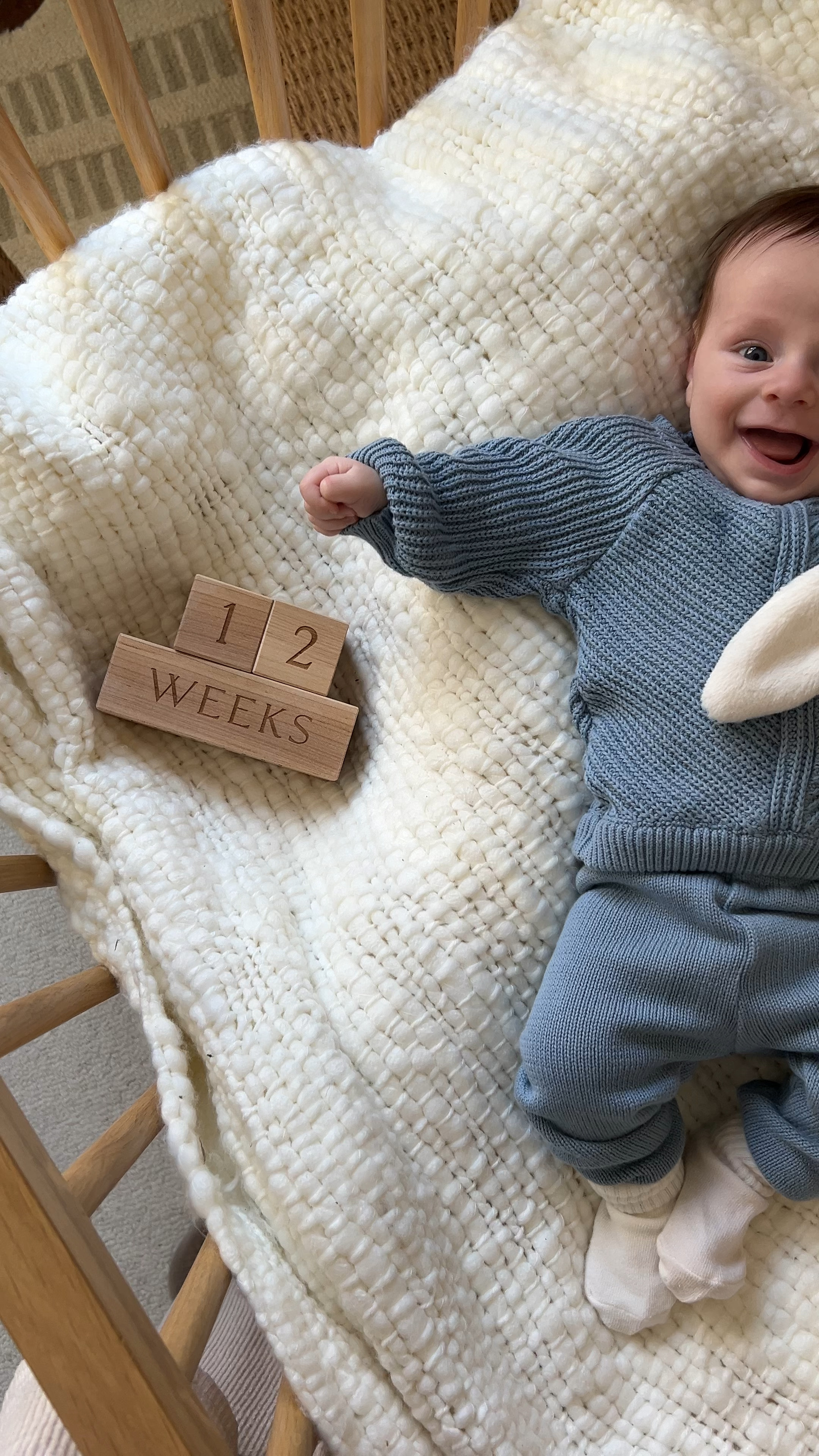 Rhys is 12 weeks old today! Loving his cute blue sweater set and his milestone blocks 

#LTKBaby