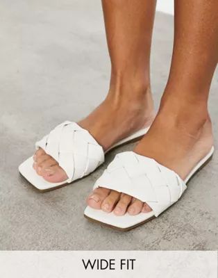 RAID Wide Fit Eleah plaited flat sandals in white | ASOS (Global)