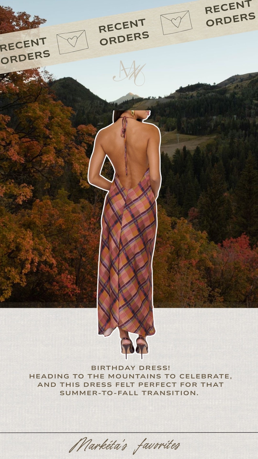 Plaid maxi dress. Fall wedding dress.