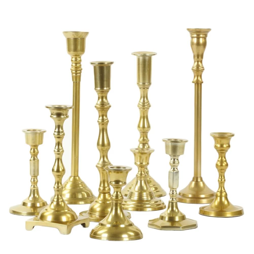 Koyal Wholesale Gold Mixed Taper Holders, Set of 10, Mismatched Metal Candlesticks Set | Walmart (US)