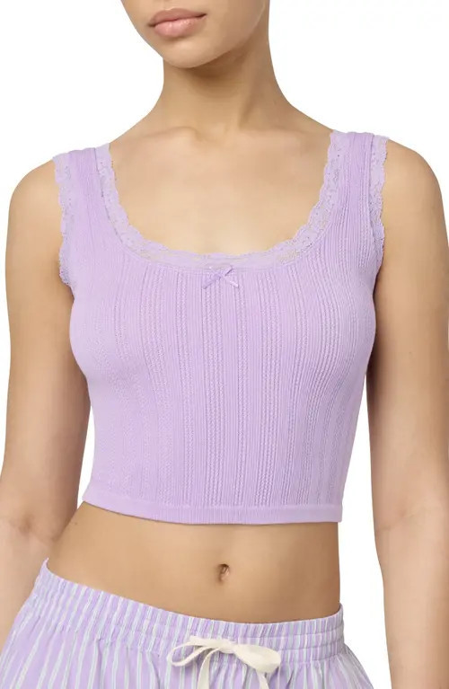 Florence by Mills Lace Trim Crop Tank in Millie Lavender at Nordstrom, Size Medium | Nordstrom