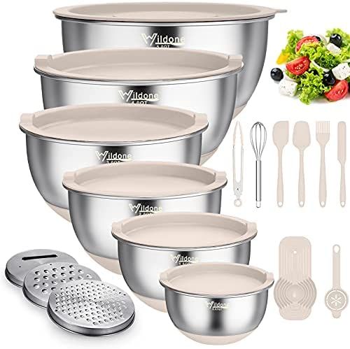 Mixing Bowls with Airtight Lids，6 piece Stainless Steel Metal Nesting Storage Bowls by Umite Ch... | Amazon (US)