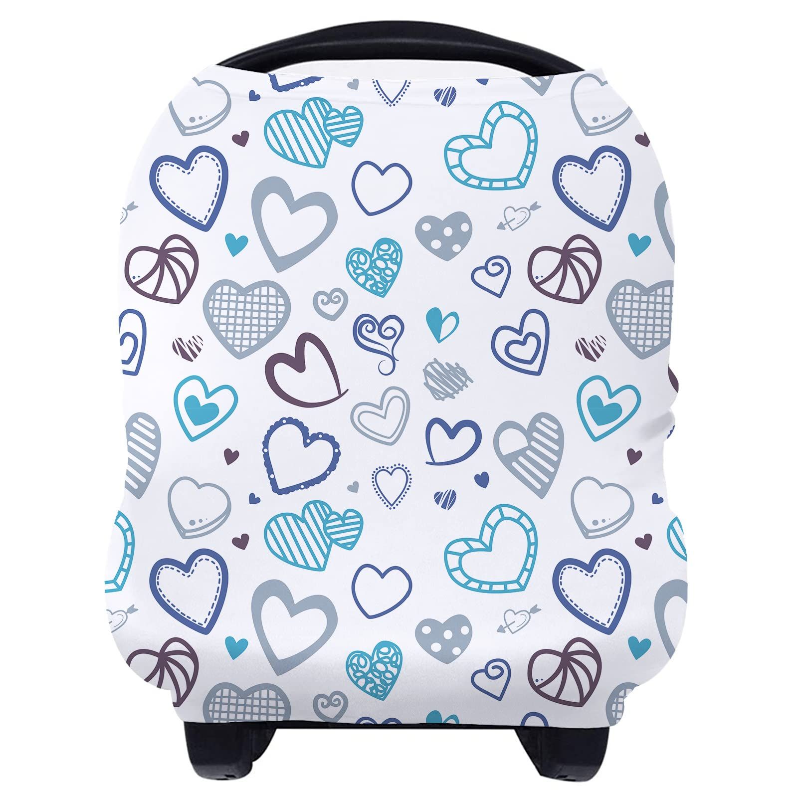 YOOFOSS Nursing Covers Breastfeeding Cover Baby Carseat Cover (Blue Heart, Blue Heart) | Amazon (US)