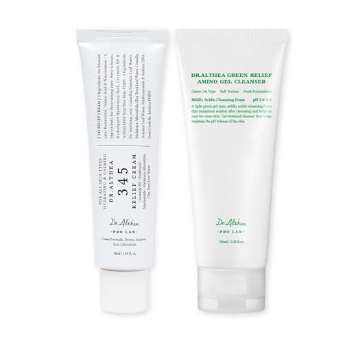 Dr.Althea Cleanser & Hydration Set, 345 Relief Cream & Green Relief Amino Gel Cleanser, Soothing Recovery & Deep Cleansing, Vegan Korean Skincare | Amazon (US)