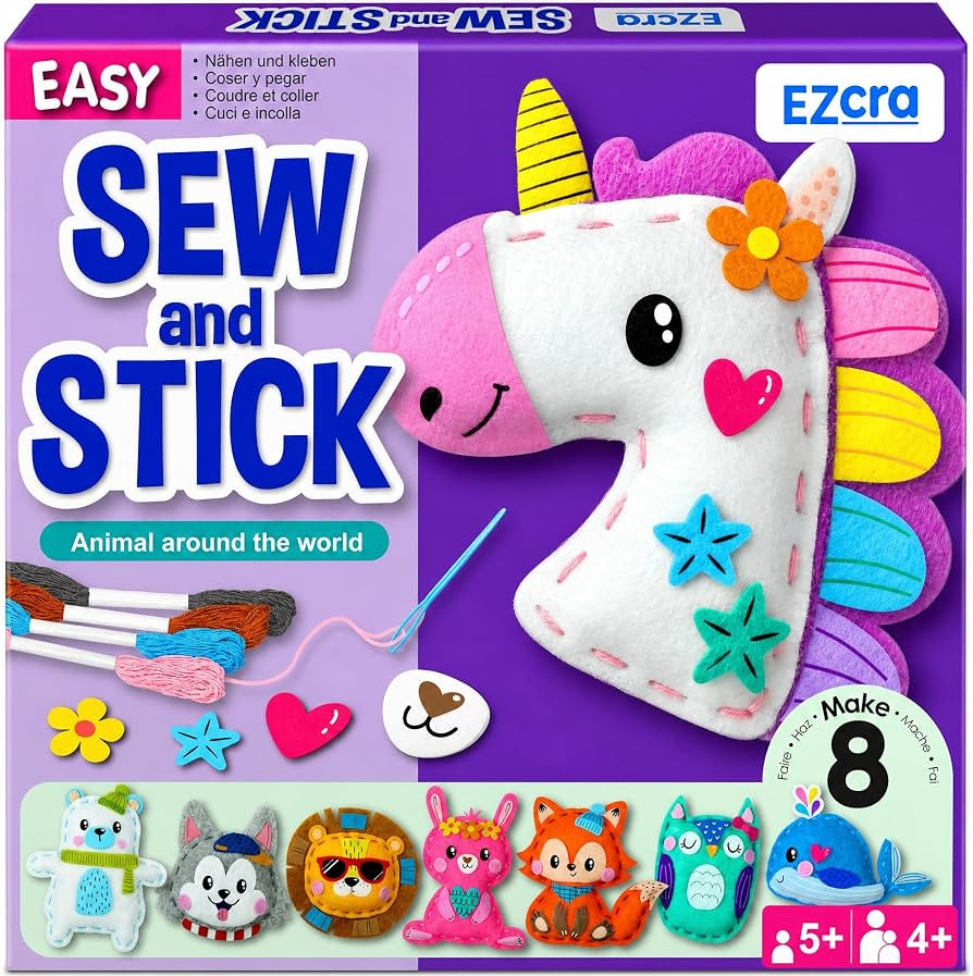 EZCRA Unicorn Sewing Kit for Kids Ages 4-8 - 8 Beginner Projects | Amazon (US)