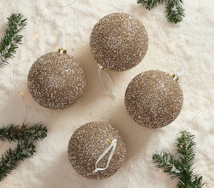 Oversized Shatterproof Tinsel Ball Ornaments, Set of 4  | Pottery Barn Kids