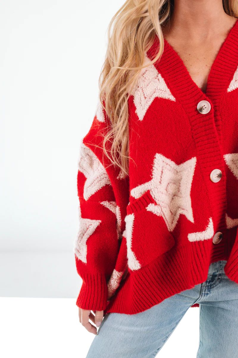 Shooting For The Stars Cardigan - Red | The Impeccable Pig