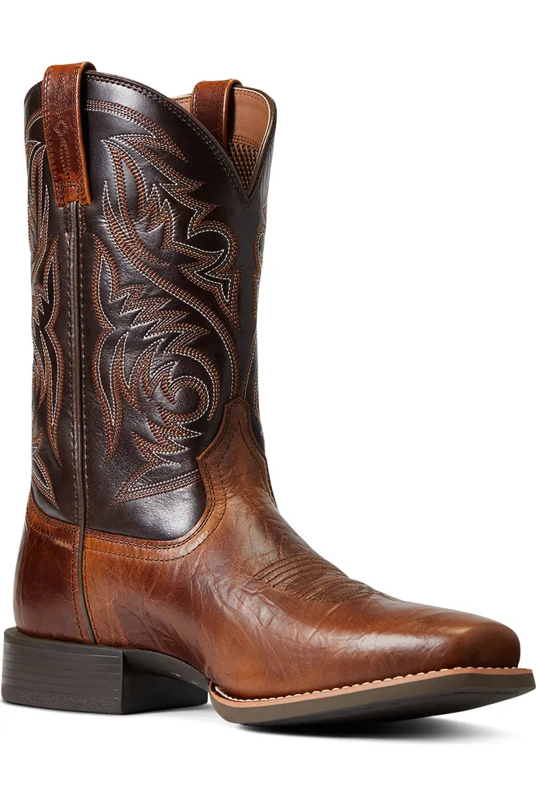 Ariat Sport Herdsman Square Toe Cowboy Boot in Black Deertan at Nordstrom, Size 7 | Nordstrom
