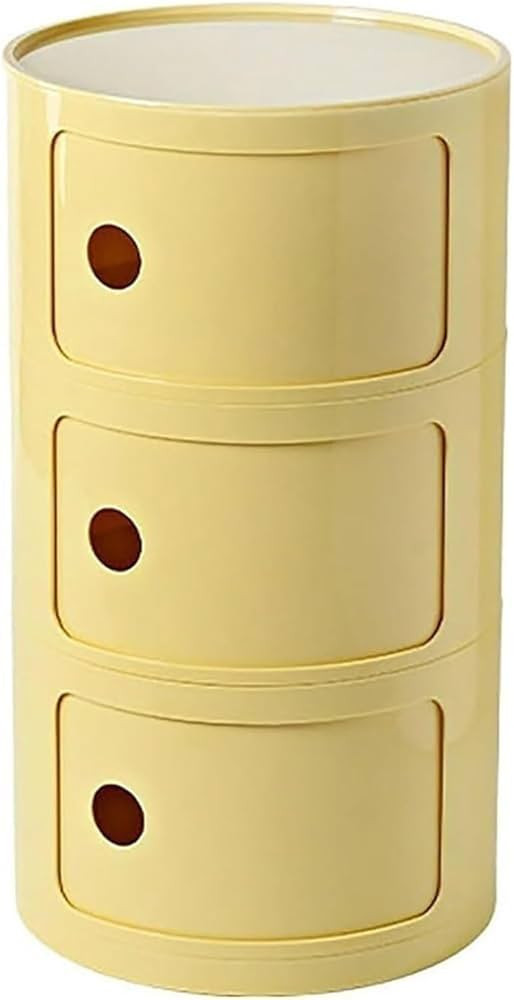 Round Nightstand with Drawers, Round Bedside Table 2/3/4 Tier Plastic Nightstand Storage, RoundSt... | Amazon (US)