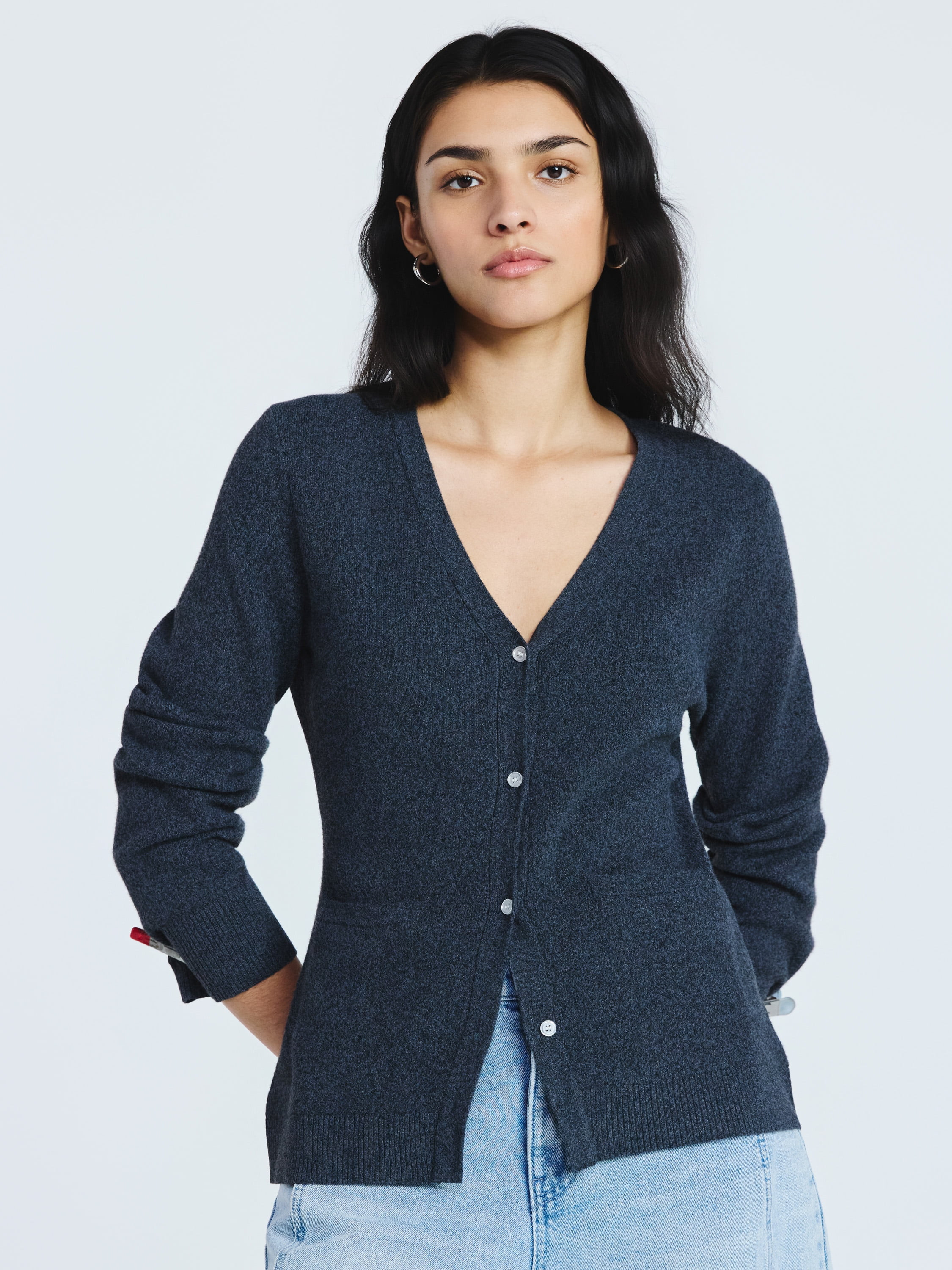 Scoop Women’s V Neck Cardigan Sweater with Long Sleeves, Lightweight, Sizes XS-XXL | Walmart (US)