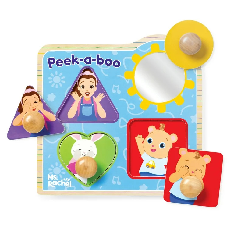 Melissa & Doug® Ms. Rachel™ Wooden Peek-a-Boo Jumbo Peg Puzzle, 4-Piece with Mirror, Toddler T... | Walmart (US)