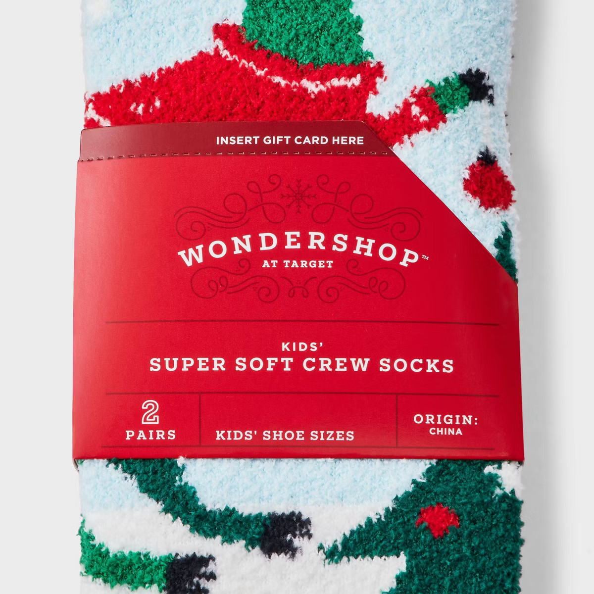 Kids' 2pk Christmas Dinosaur & Snowflakes Cozy Crew Socks with Gift Card Holder - Wondershop™ | Target