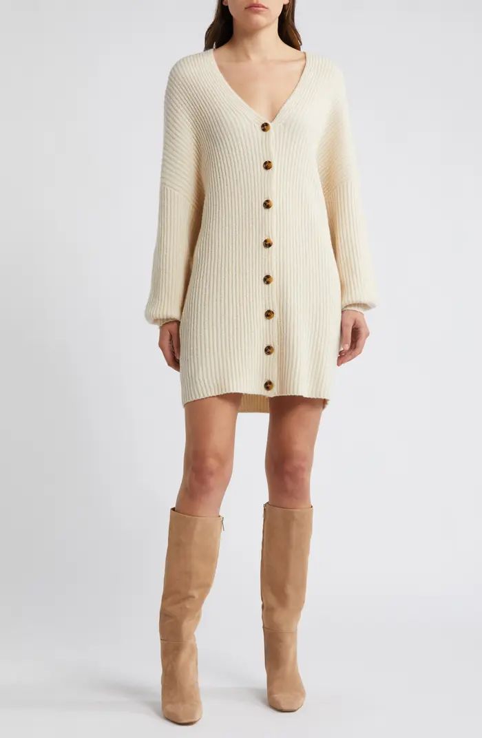 Babysoft Rib Button Front Long Sleeve Sweater Dress | Nordstrom