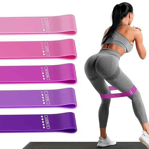 Resistance Loop Exercise Bands, Resistance Bands Exercise Bands for Home Fitness, Stretching, Strength Training, Physical Therapy,Elastic Workout Bands for Women Men Kids, Set of 5 (Assorted) | Amazon (US)