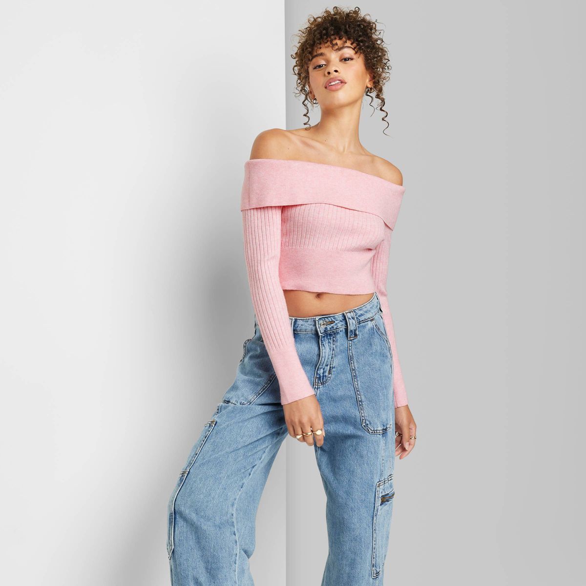 Women's Fitted Off the Shoulder Sweater Top - Wild Fable™ | Target