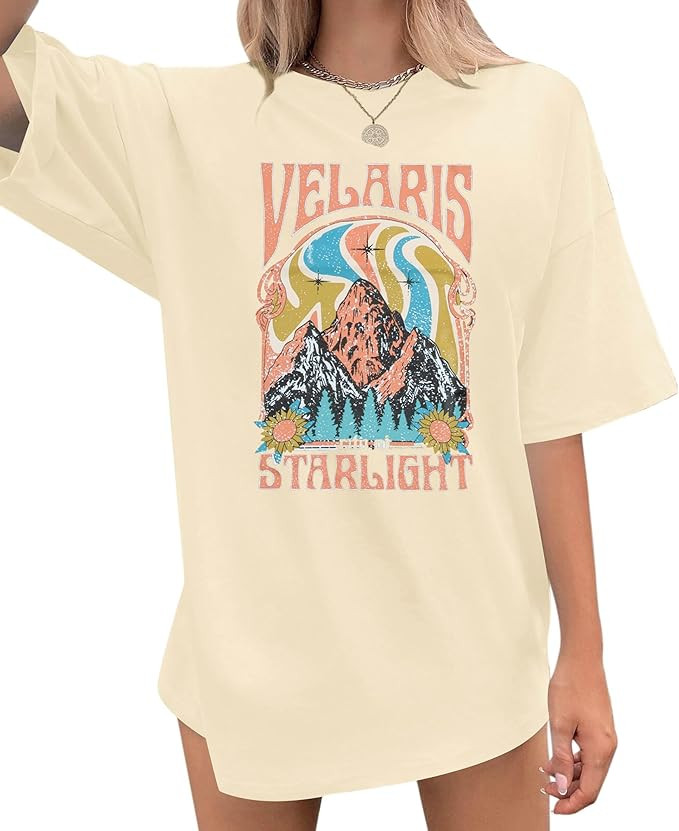 Acotar Velaris Shirts Women Oversized City of Starlight Shirt Book Fan Gift Casual Short Sleeve T... | Amazon (US)