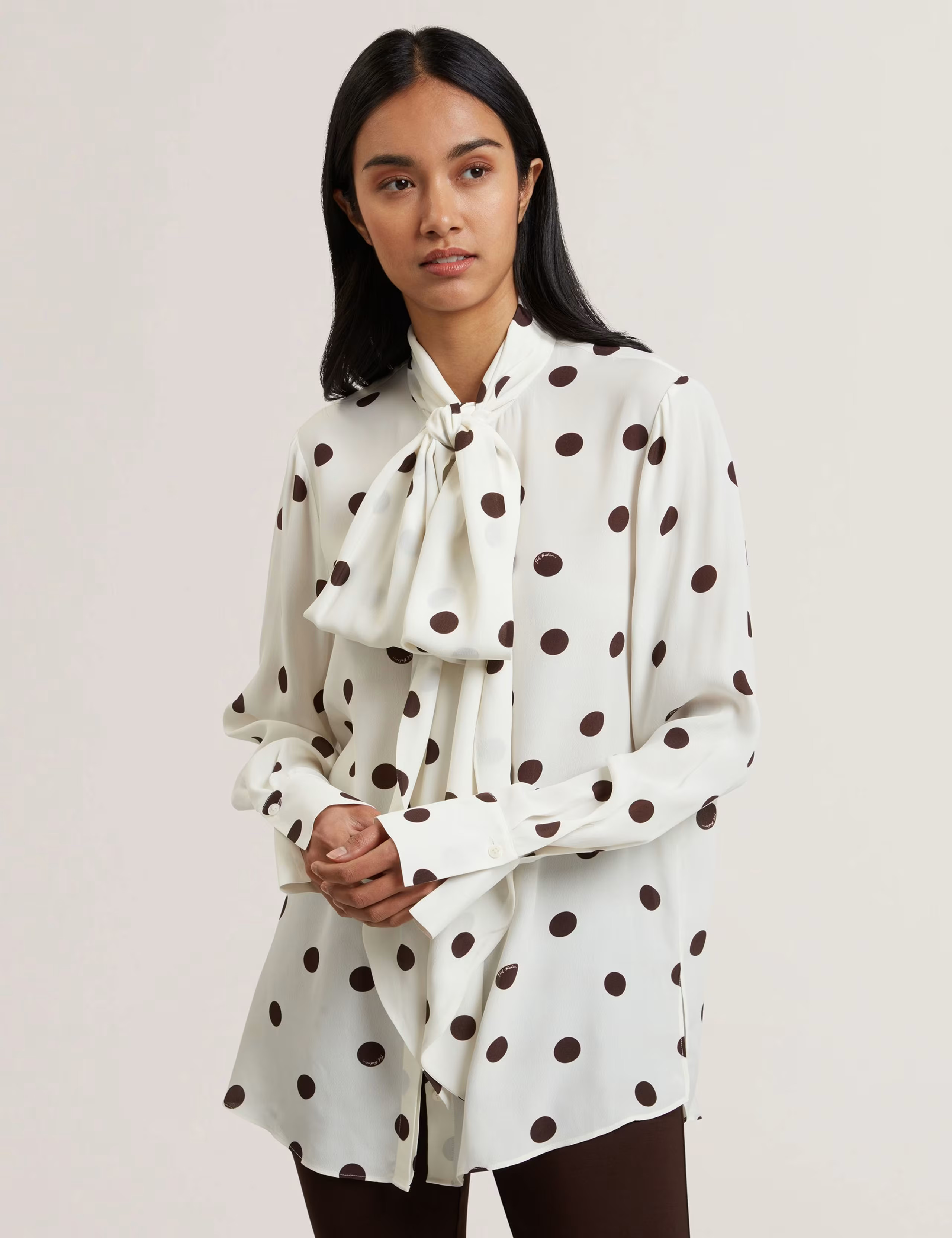Polka Dot Tie Neck Button Through Blouse | Marks & Spencer (UK)