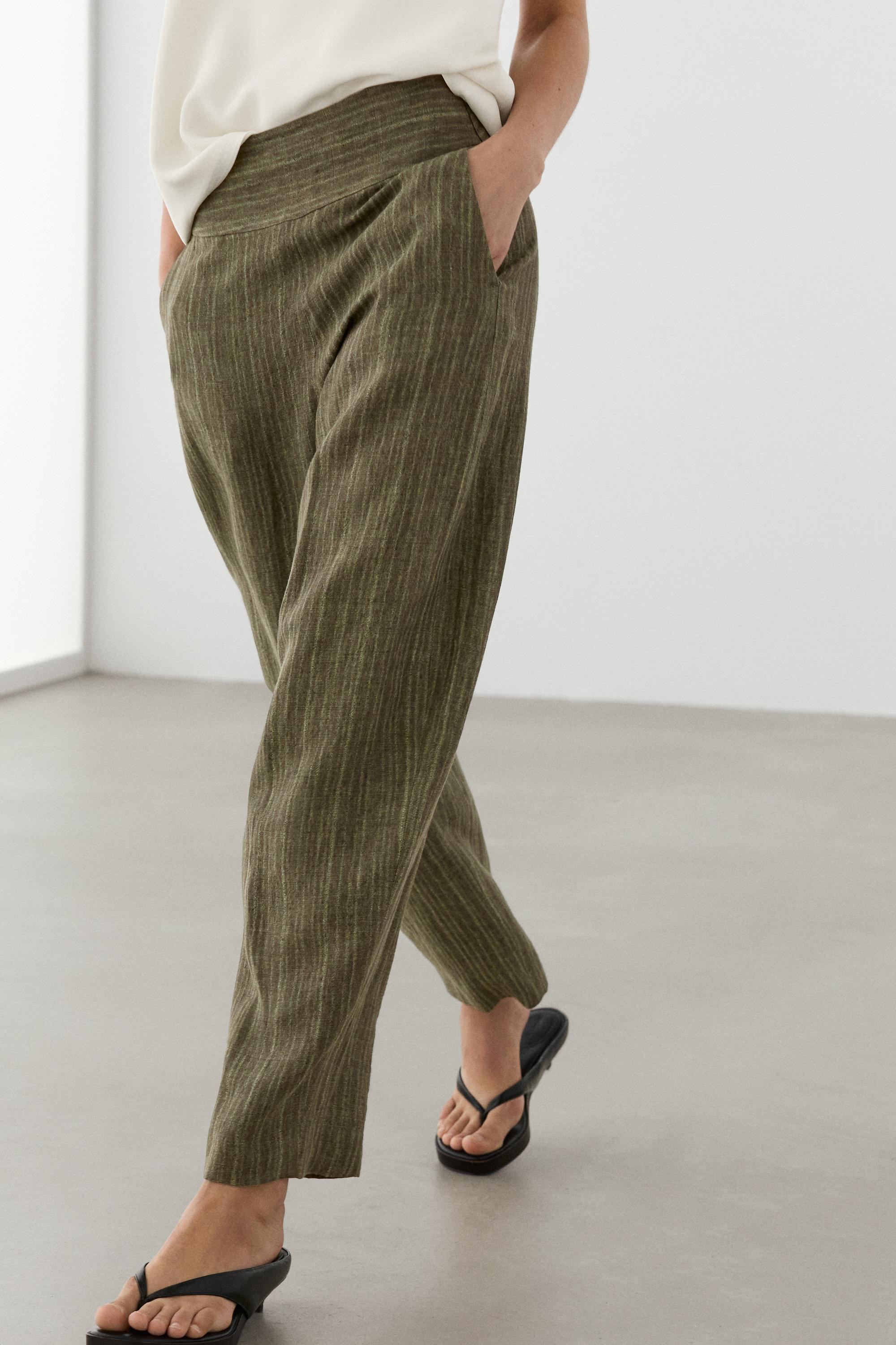 Total look linen trousers with corset belt detail | Massimo Dutti US