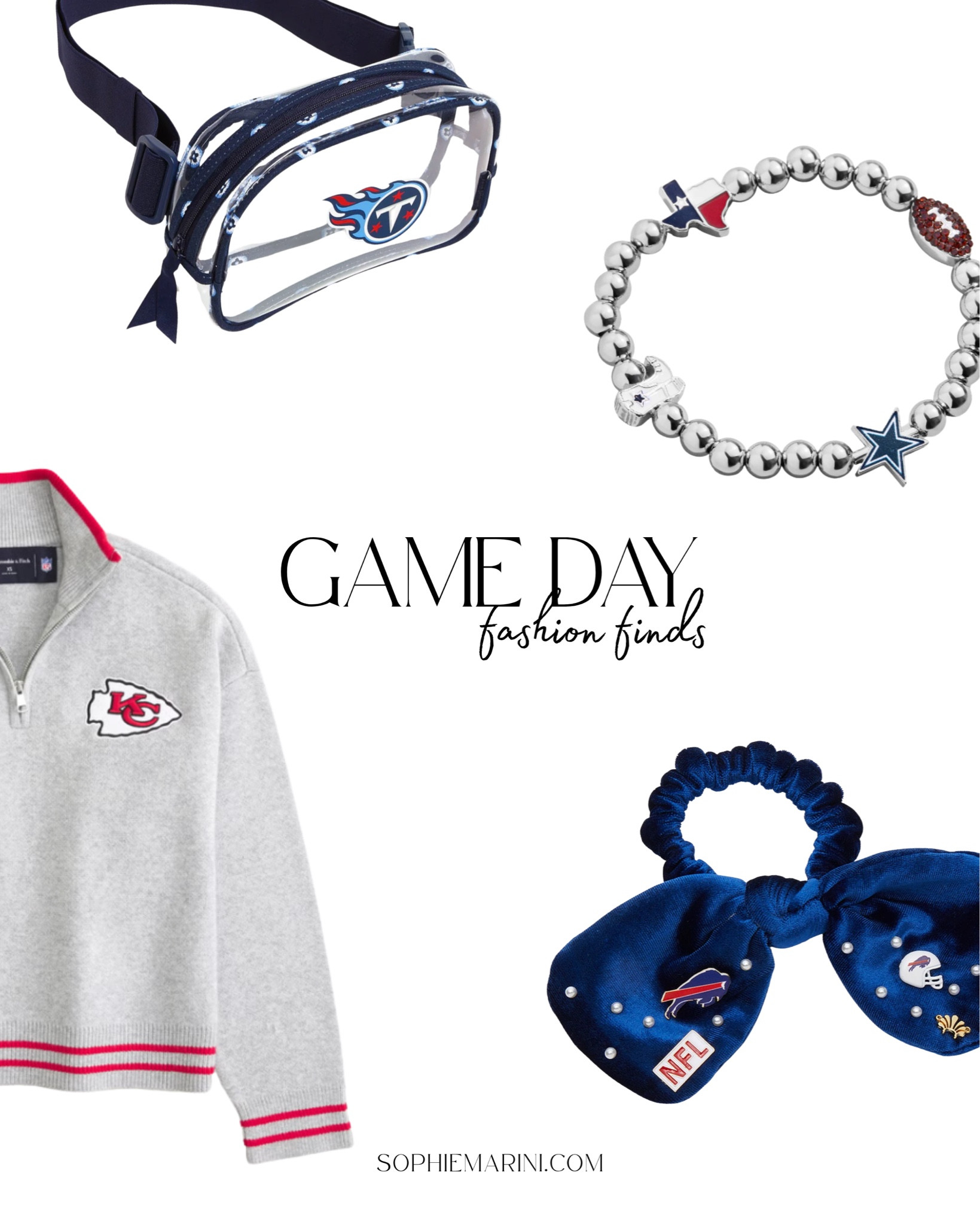 Game Day outfit finds 
[Game day lucky charms, Philadelphia, Women’s micro-rib tank top, Tennessee Titans Bandana, NFL Clear Small Belt Bag, Kansas City Chiefs LuxeLoft Half-Zip, Short-Sleeve New England Patriots Graphic Skimming Tee, Miami Dolphins Tank Top, game day outfit ideas, football game outfits, Buffalo Bills blue bow scrunchie, Lele Sadoughi, Dallas Cowboys, Pisa Charm Bracelet, Frasier Sterling Football Icon Baseball Cap] 

#LTKFindsUnder100 #LTKSeasonal #LTKActive