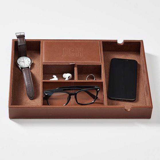 Leather Valet Tray, Camel | Mark and Graham
