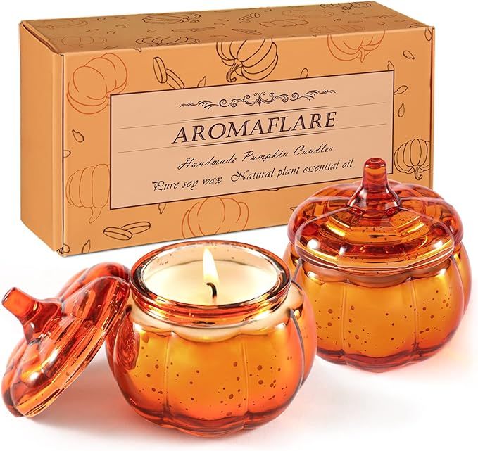 Aromaflare 2Pcs Fall Pumpkin Candle Scented Candles Gift for Women Farmhouse Pumpkin-Shaped Jar D... | Amazon (US)