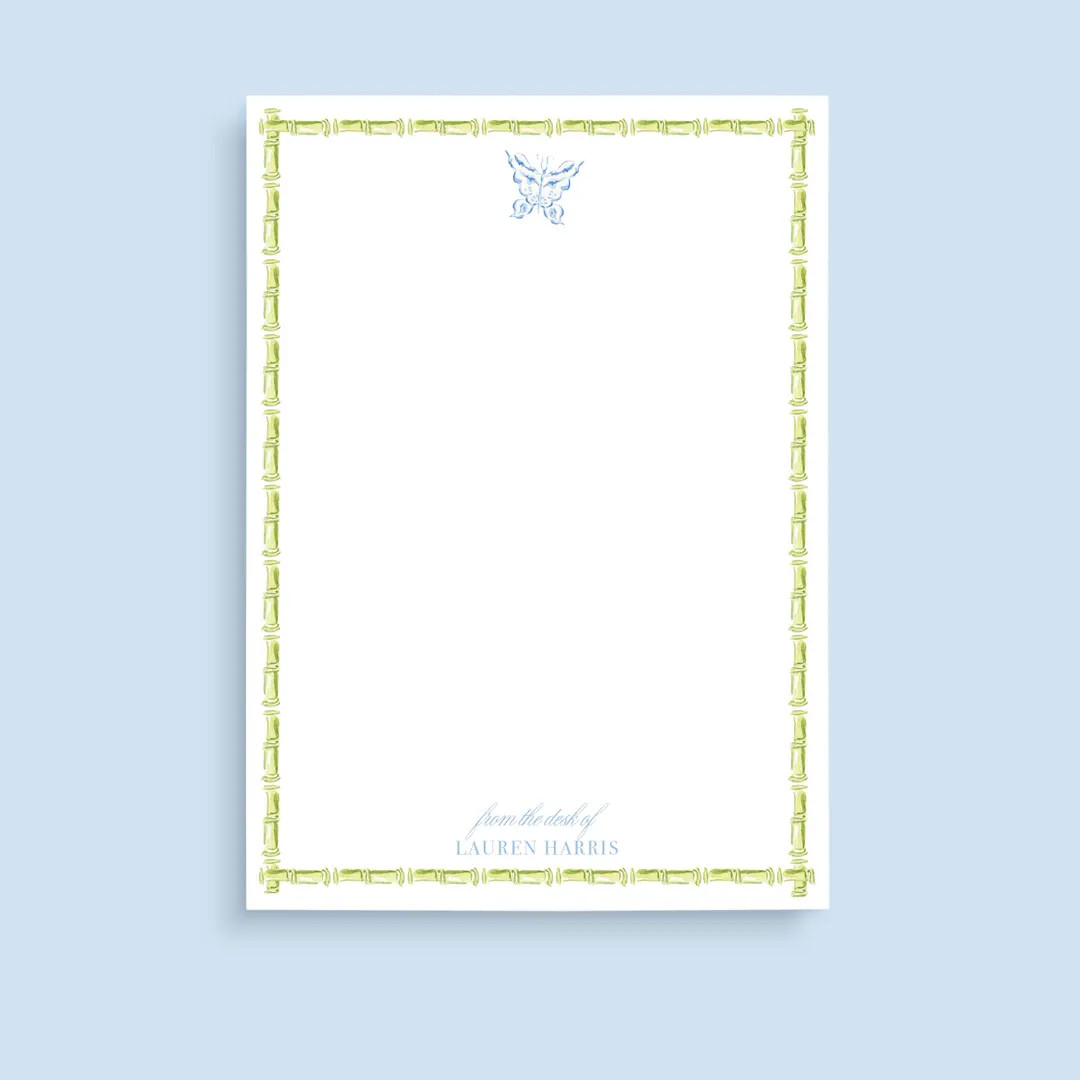 Personalized Notepad: Watercolor Butterfly, Green Bamboo Border (5x7 A7) - Etsy | Etsy (US)