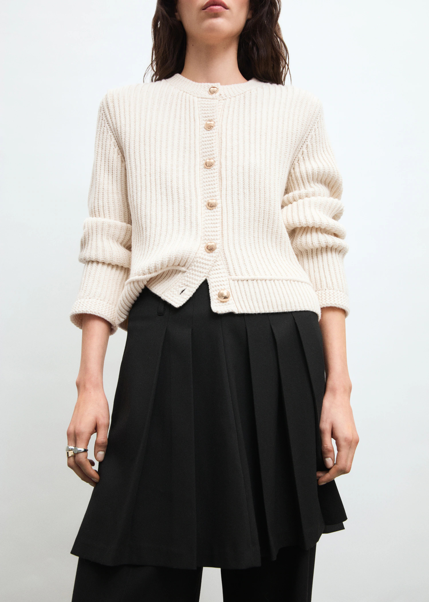 Knitted cardigan with jewel button - Women | MANGO USA | Mango (US/MX/AU)