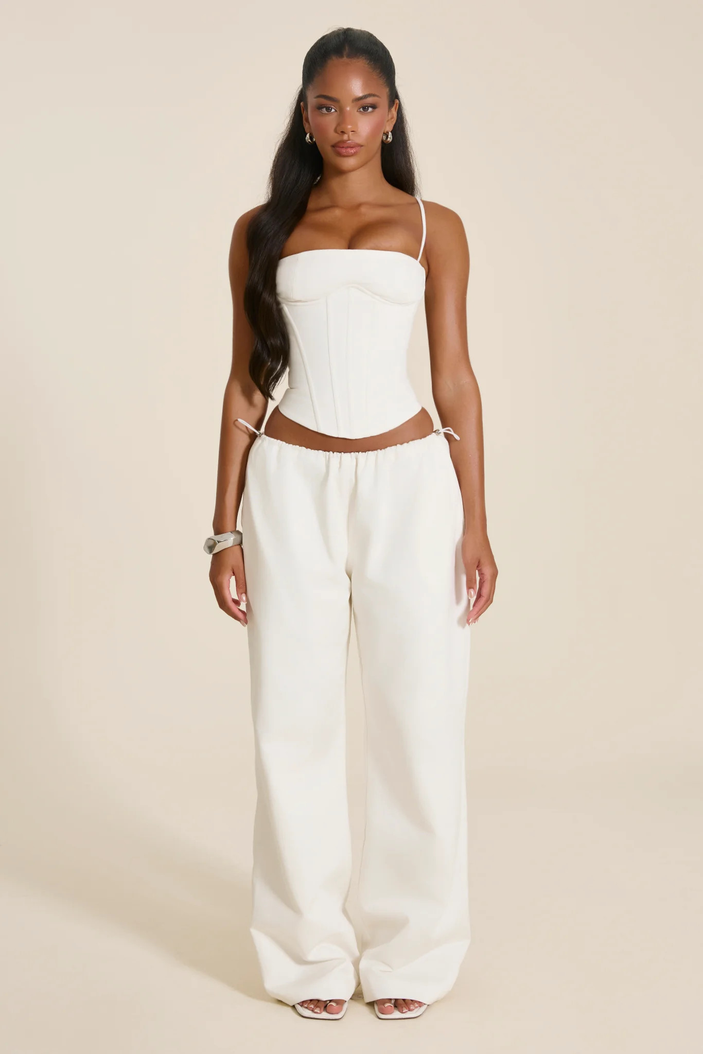 The Matilda Wide Leg Trousers in White | Mars The Label