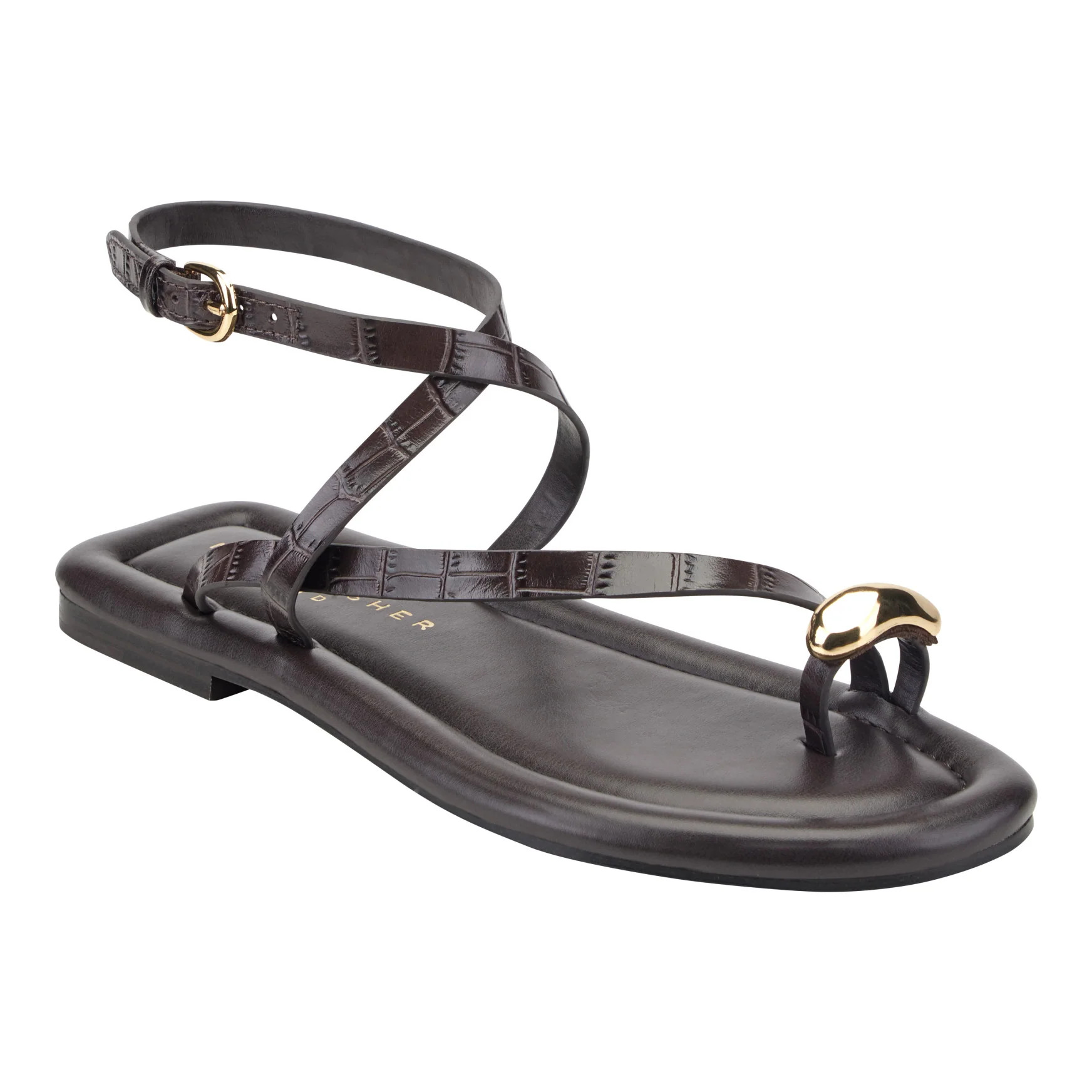 Gynnie Flat Leather Sandal | Marc Fisher