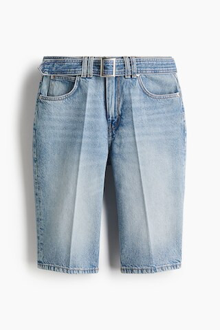 H & M - Belted Denim Bermuda Shorts - Blue | H&M (AU)