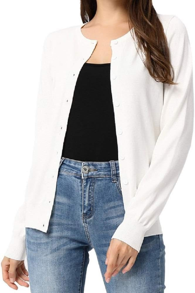 GRACE KARIN Womens Button Down Long Sleeve Knit Essentials Cardigan Spring Knitted Tops | Amazon (UK)