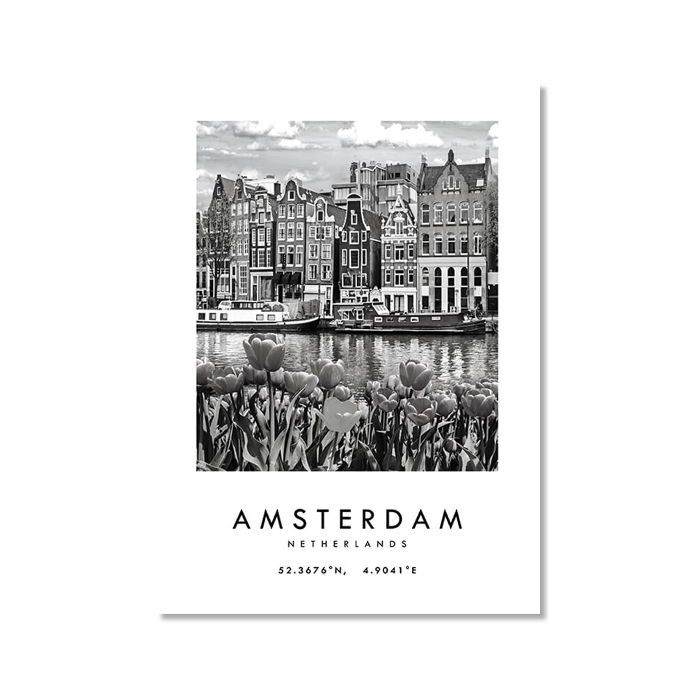 Black And White City Poster-Travel Print Rome Las Vegas Venice Paris Sydney Amsterdam Amalfi Sanfrancisco Canvas Painting World City Landscape Prints Wall Pictures Cityscape Poster Living Room Decor | Amazon (CA)