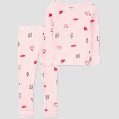 Carter's Just One You® Toddler 2pc Christmas Icons Long Sleeve Cotton Pajama Set - Pink 4T | Target