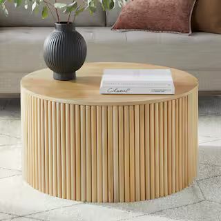 Home Decorators Collection Cranford 32 in. Round Modern Fluted Solid Wood Coffee Table BKI-83337 ... | The Home Depot