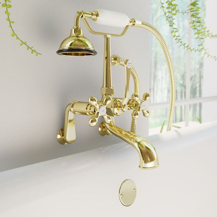 Randolph Morris Mason Hill Collection Clawfoot Bathtub Wall Mount English Telephone Faucet with H... | Vintage Tub & Bath