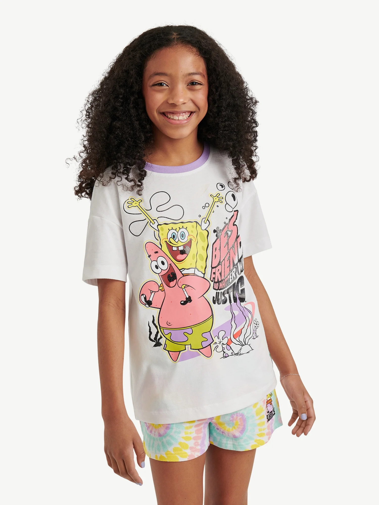 Spongebob X Justice Girls Oversized Tee, Sizes XS - XLP | Walmart (US)
