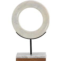 CosmoLiving by Cosmopolitan Marble Geometric Circle Sculpture with Marble Base, 9" x 4" x 14", Wh... | Amazon (US)