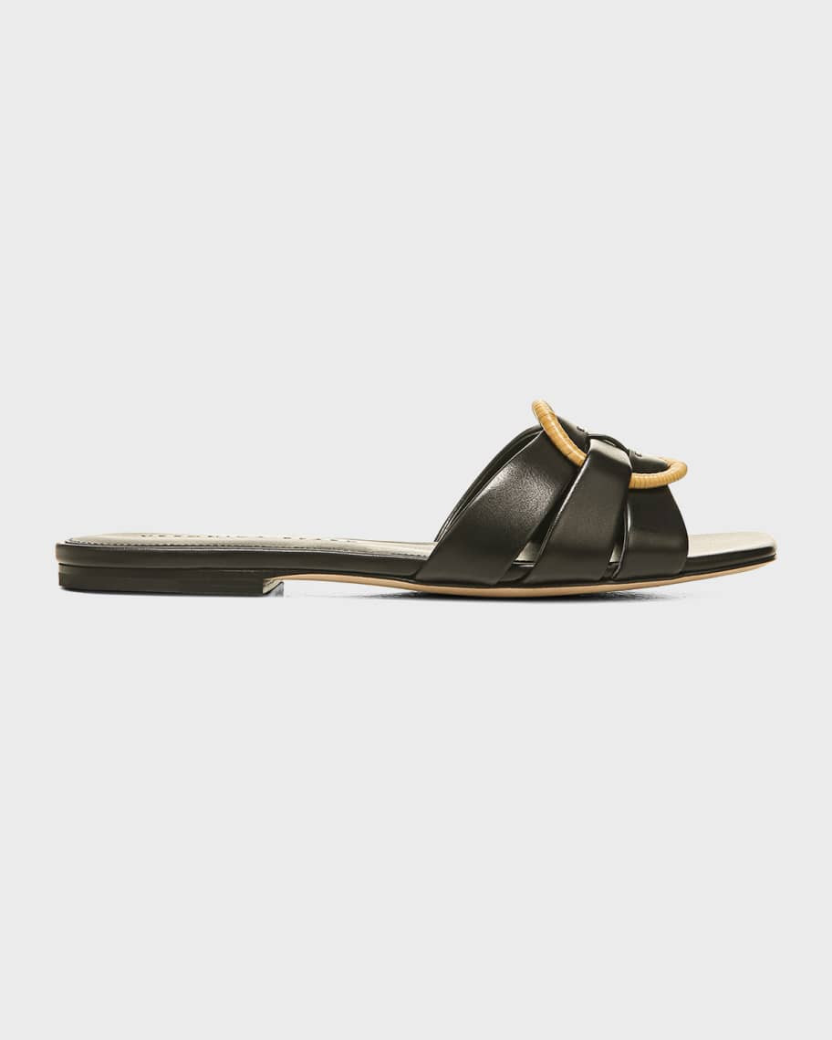Veronica Beard Madeira Leather Ring Flat Sandals | Neiman Marcus
