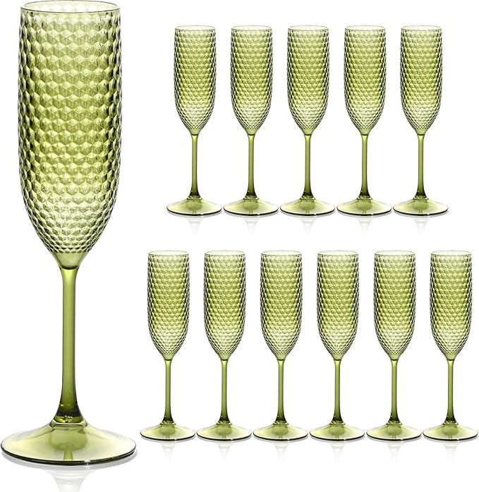 Plastic Champagne Flutes Champagne Glasses Unbreakable Wedding Toasting Glasses Reusable Diamond ... | Amazon (US)
