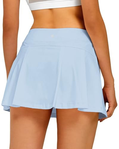Stelle Women Tennis Skirt Golf Skorts Athletic High Waisted with Pockets Inner Shorts Sport Workout Pleated Pickleball (Light Blue, Small) | Amazon (US)