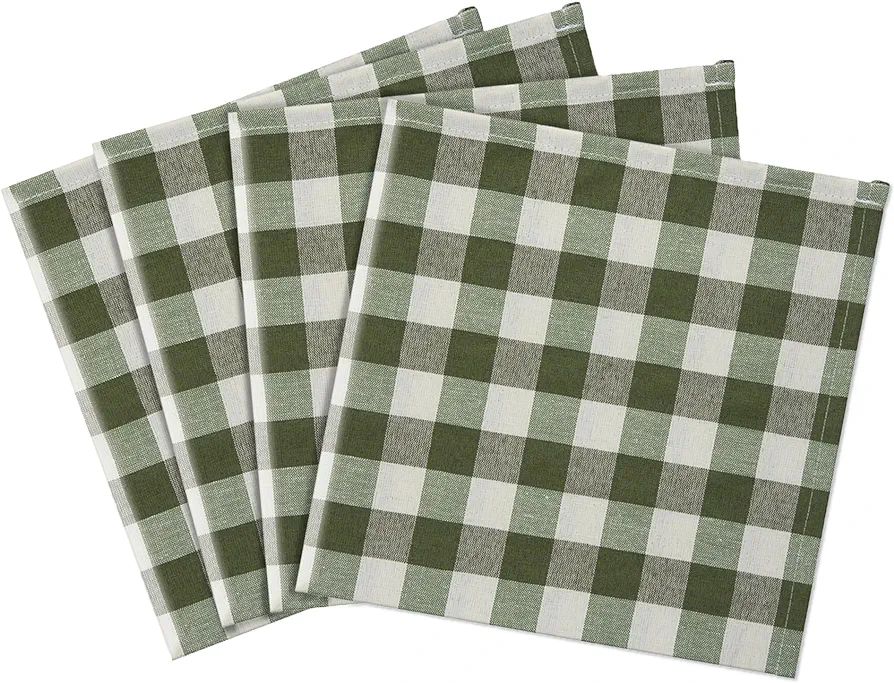 Buffalo Check Dinner Table Napkins, 4 Pack, Sage - 17" x 17" - Premium Quality Plaid Cloth Napkin... | Amazon (US)