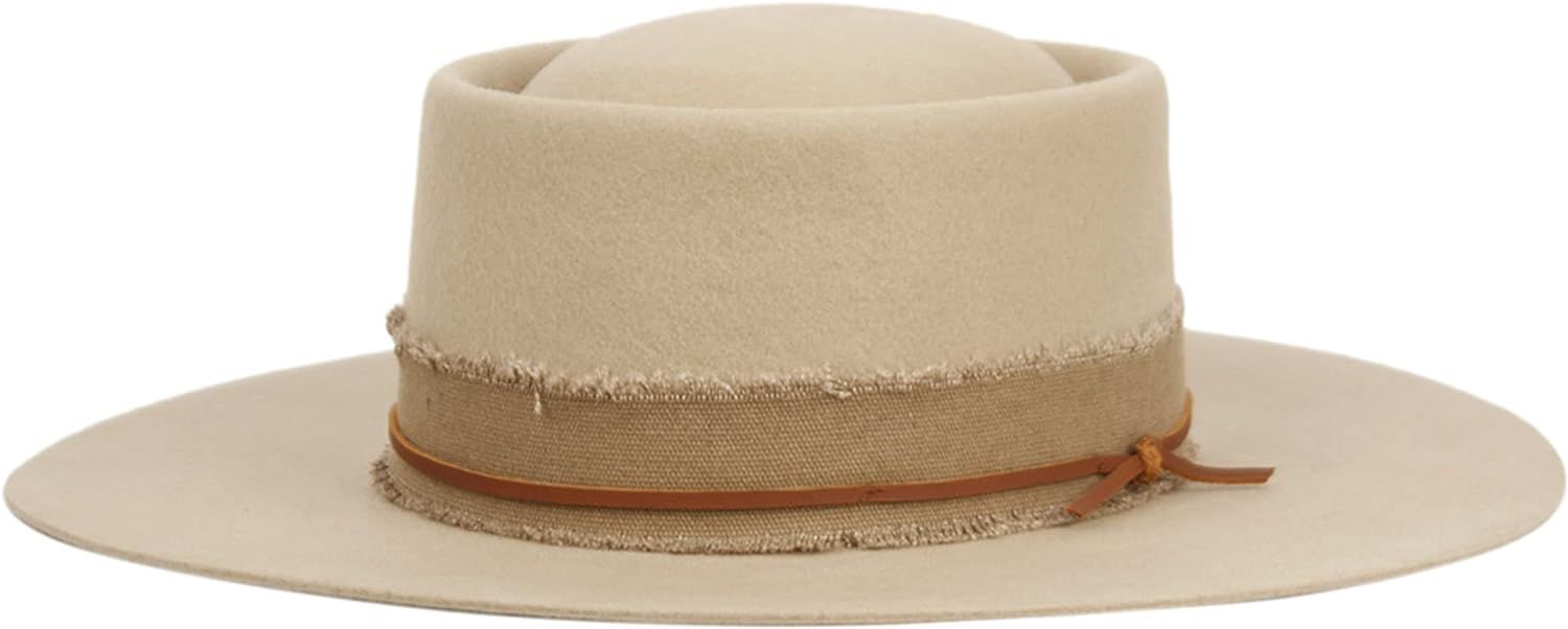 Vintage Fedora Firm Wool Felt Fedora Hat Classic Rancher for Men Women Wide Brim | Amazon (US)