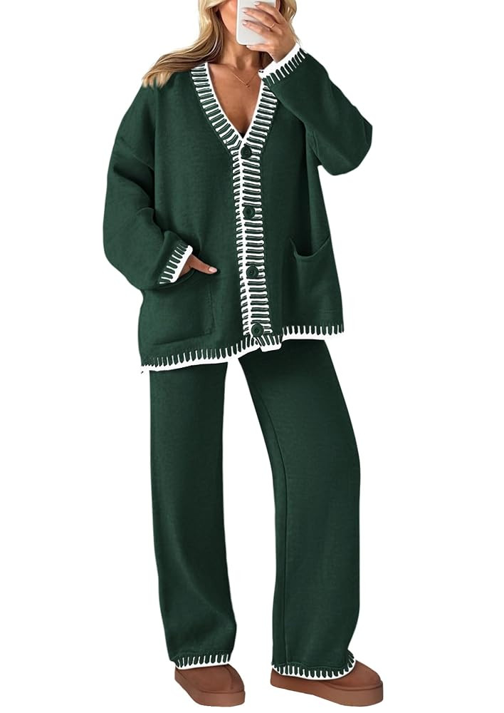 PRETTYGARDEN Lounge Sets for Women Fall 2025 Loungewear 2 Piece Outfits Cardigan Sweaters Track S... | Amazon (US)