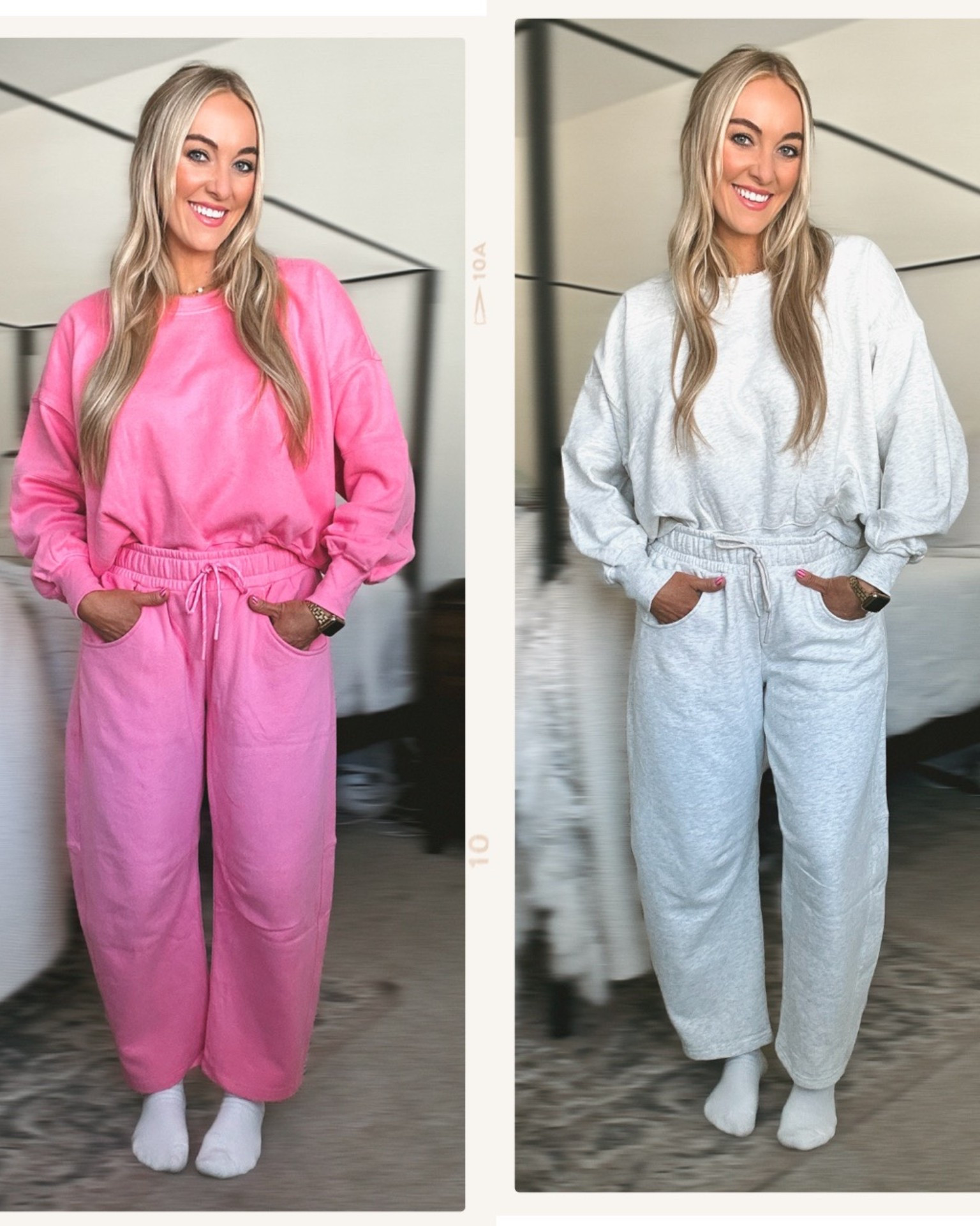 walmart barrel sweat sets are HERE. pink + heather gray, soft, cozy, and perfect everyday loungewear or comfy travel outfits. the barrel fit is so flattering and the colors are perfect for winter. 🩷🩶 i’m wearing a L in the barrel pants & XL in the pullover sweatshirt. love the comfy oversized fit! 🤌🏼 + such a good gift idea!! 🎁 #ltkloungewear #walmartfinds 

#LTKGiftGuide #LTKootd #LTKFindsUnder50