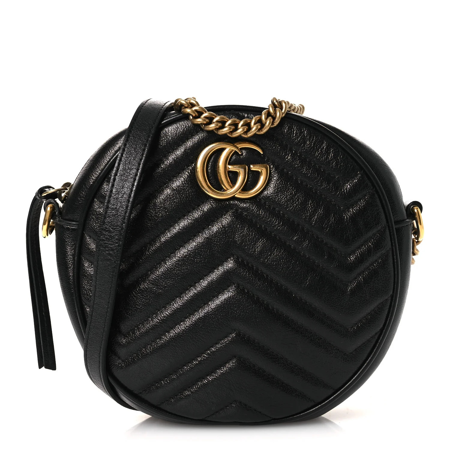 Gucci Azalea Calfskin Matelasse Heart Mini GG Marmont Round Shoulder Bag Black 1859424 | FASHIONPHILE (US)