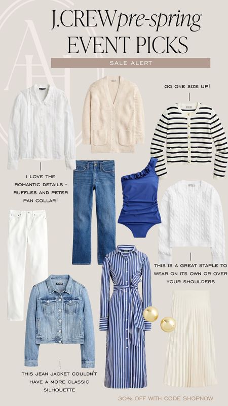 Here are some of my favorite pre-spring event picks from J.Crew. I love these cardigans to transition into warmer weather and these must-have jeans. Add gold studs to any look to complete it. 

#LTKSeasonal #LTKstyletip